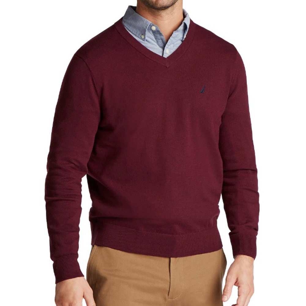 NWT Nautical Burgundy V-Neck Sweater